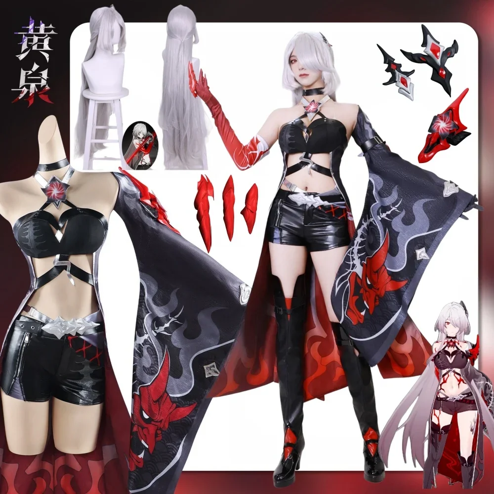 

Game Honkai Star Rail Galaxy Ranger Acheron Second Red Form Cosplay Costume Wig Shoes Set