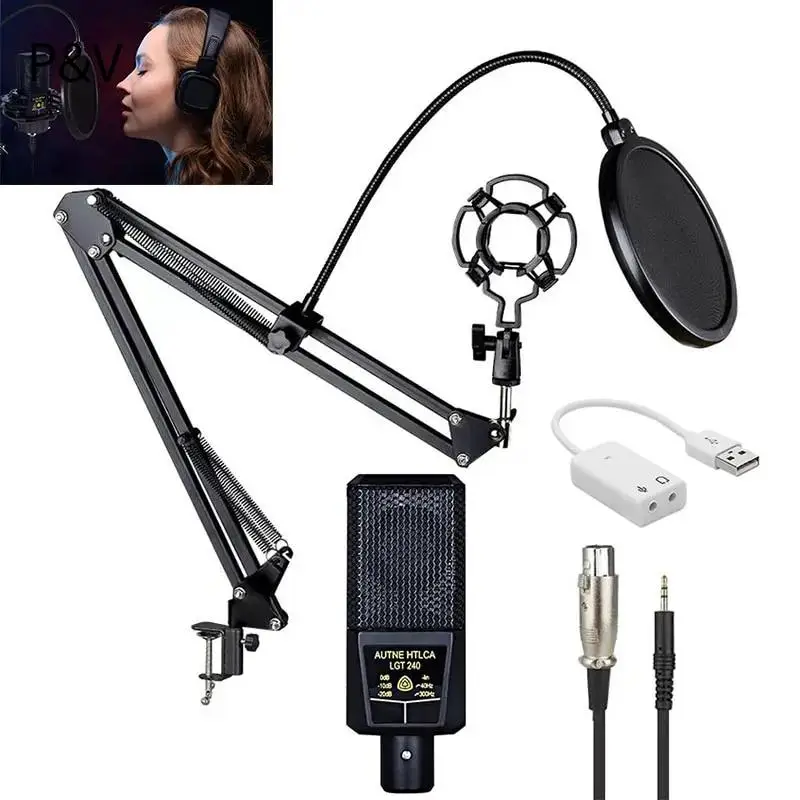 Condenser Microphone Karaoke Podcast Equipment Set Studio Record Professional USB Sound Streaming Computer Gaming Capacitor Mic
Condenser Microphone Karaoke Podcast Equipment Set Studio Record Professional USB Sound Streaming Computer Gaming Capacitor Mic