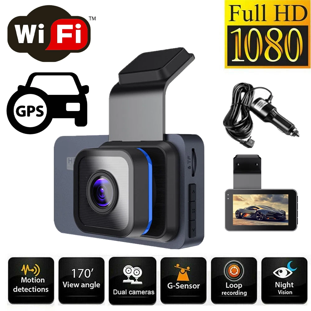 

Dashcam 1080P HD Drive Video Recorder Dash Cam WiFi GPS Car DVR Auto Rear View Vehicle Camera Black Box Night Vision Car Camera