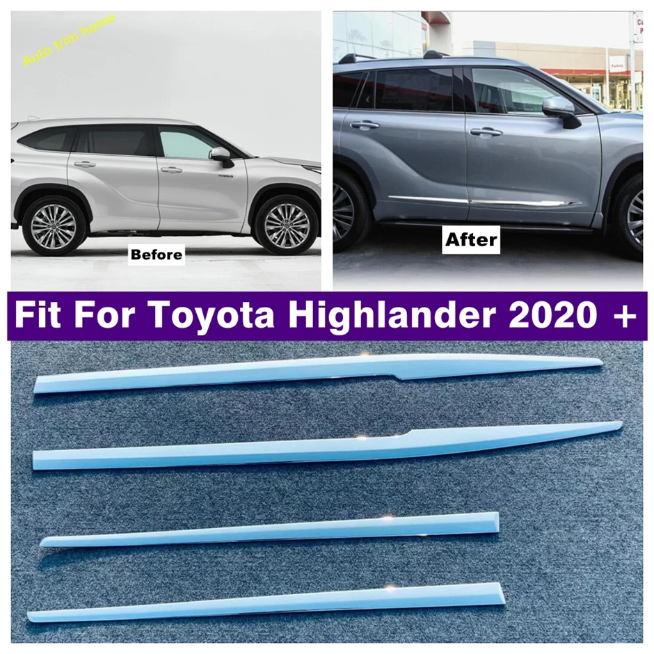 

Аксессуары для автомобиля, боковая дверь, молдинг корпуса, Защитная панель, крышка, отделка, украшение, подходит для Toyota Highlander 2020-2023, хром