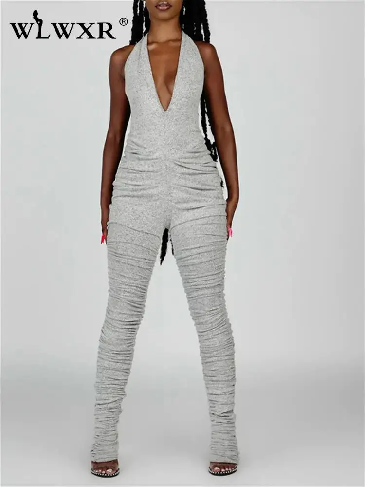 WLWXR Fall Jumpsuit For Women 2022 V Neck Halter Backless Sleeveles Jumpsuit One-pieces Outfits Pleated Skinny Jumpsuit Female
WLWXR Fall Jumpsuit For Women 2022 V Neck Halter Backless Sleeveles Jumpsuit One-pieces Outfits Pleated Skinny Jumpsuit Female
