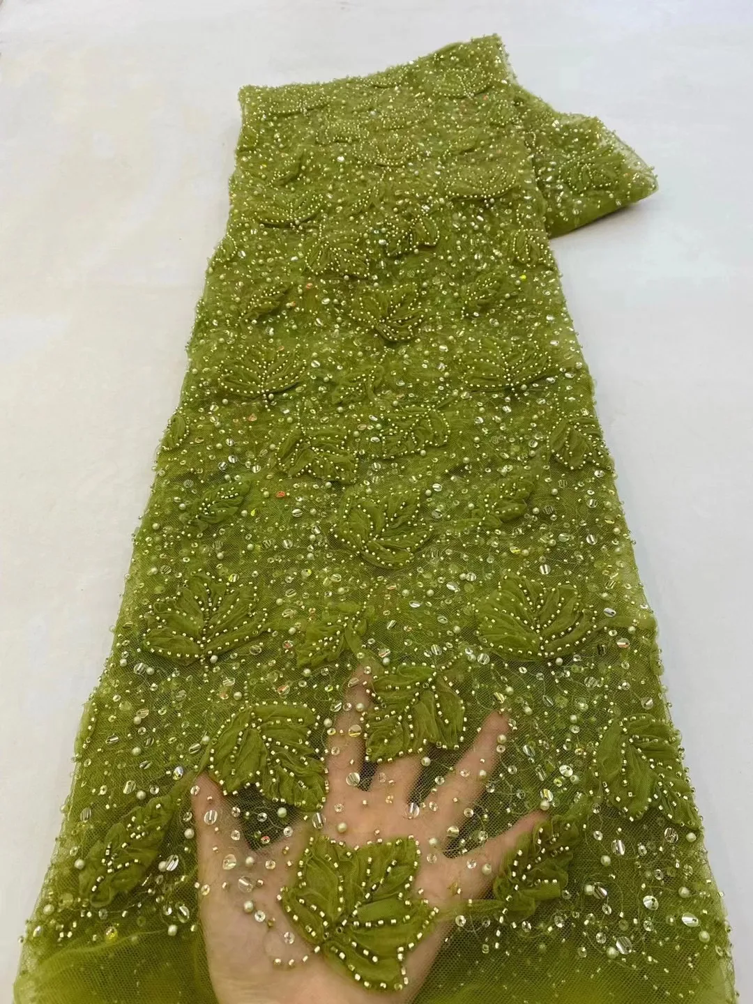 Green African Lace Fabric 2023 High Quality French 3D Flower Sequins Embroidery Beads Tulle Lace Fabric For Party Dress 
Green African Lace Fabric 2023 High Quality French 3D Flower Sequins Embroidery Beads Tulle Lace Fabric For Party Dress