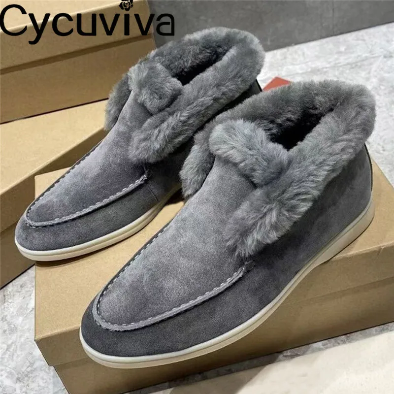 Real Wool Fur Winter Snow Boots Women Khaki Grey Suede High Top Woolen Warm Ankle Boots Designer Casual Party Flat Winter Shoes
Real Wool Fur Winter Snow Boots Women Khaki Grey Suede High Top Woolen Warm Ankle Boots Designer Casual Party Flat Winter Shoes
