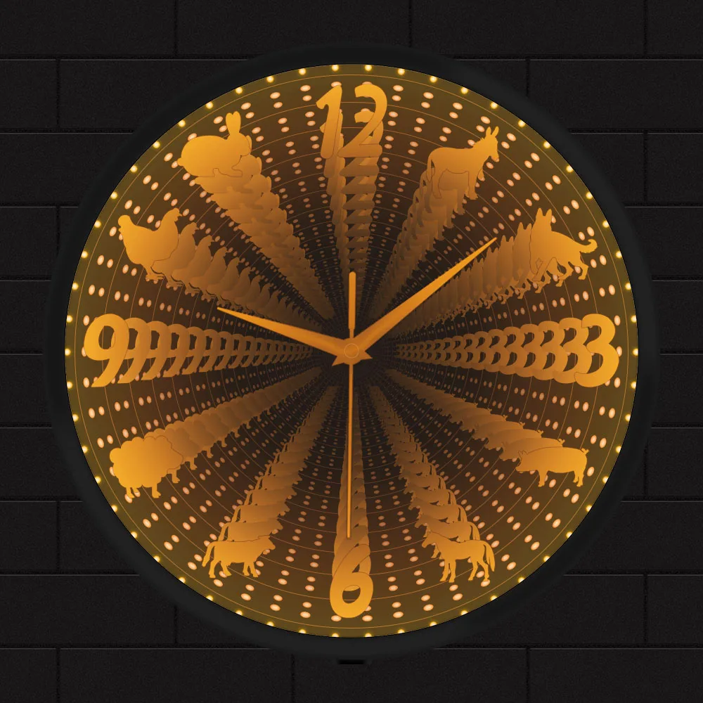 Woodland Animals LED Vortex Tunnel Interstellar Mirror Wall Clock Rabbit Sheep Pig Illusion Watch Never Ending Tunnel of Light
Woodland Animals LED Vortex Tunnel Interstellar Mirror Wall Clock Rabbit Sheep Pig Illusion Watch Never Ending Tunnel of Light
