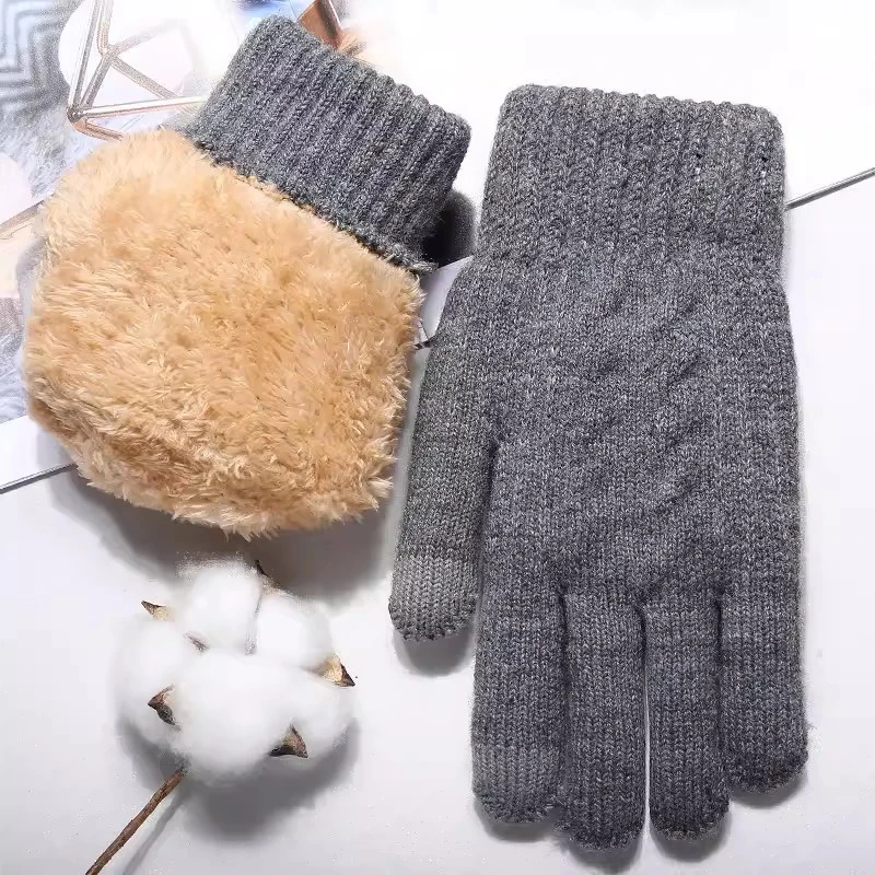 

Women Men Warm Winter TouchScreen Gloves Warm Stretch Knit Mittens Wool Full Finger Guantes Female Cycling Crochet Glove