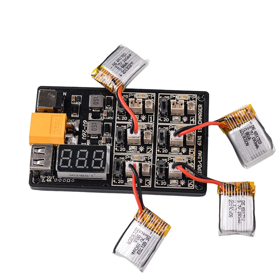 6in1 1S Lipo LiHV XT60 12V3A Battery Charger 3.7V 3.8V 6-way w Digital Display 4.35v Charging Board XT60 PH1.25 PH2.0 JST Plug
6in1 1S Lipo LiHV XT60 12V3A Battery Charger 3.7V 3.8V 6-way w Digital Display 4.35v Charging Board XT60 PH1.25 PH2.0 JST Plug