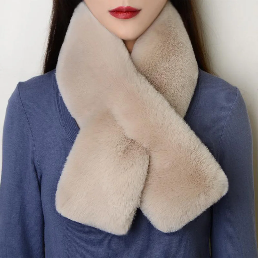 Faux Rabbit Fur Cross Scarf For Women Winter Warm Thicken Plush Neck Ring Scarves Elegant Solid Color Fluffy Shawls Neck Warmer 5 Mallzona Sf9ddcc51996b4d9f996590d73f09637eI Faux Rabbit Fur Cross Scarf For Women Winter Warm Thicken Plush Neck Ring Scarves Elegant Solid Color Fluffy Shawls Neck Warmer Mallzona