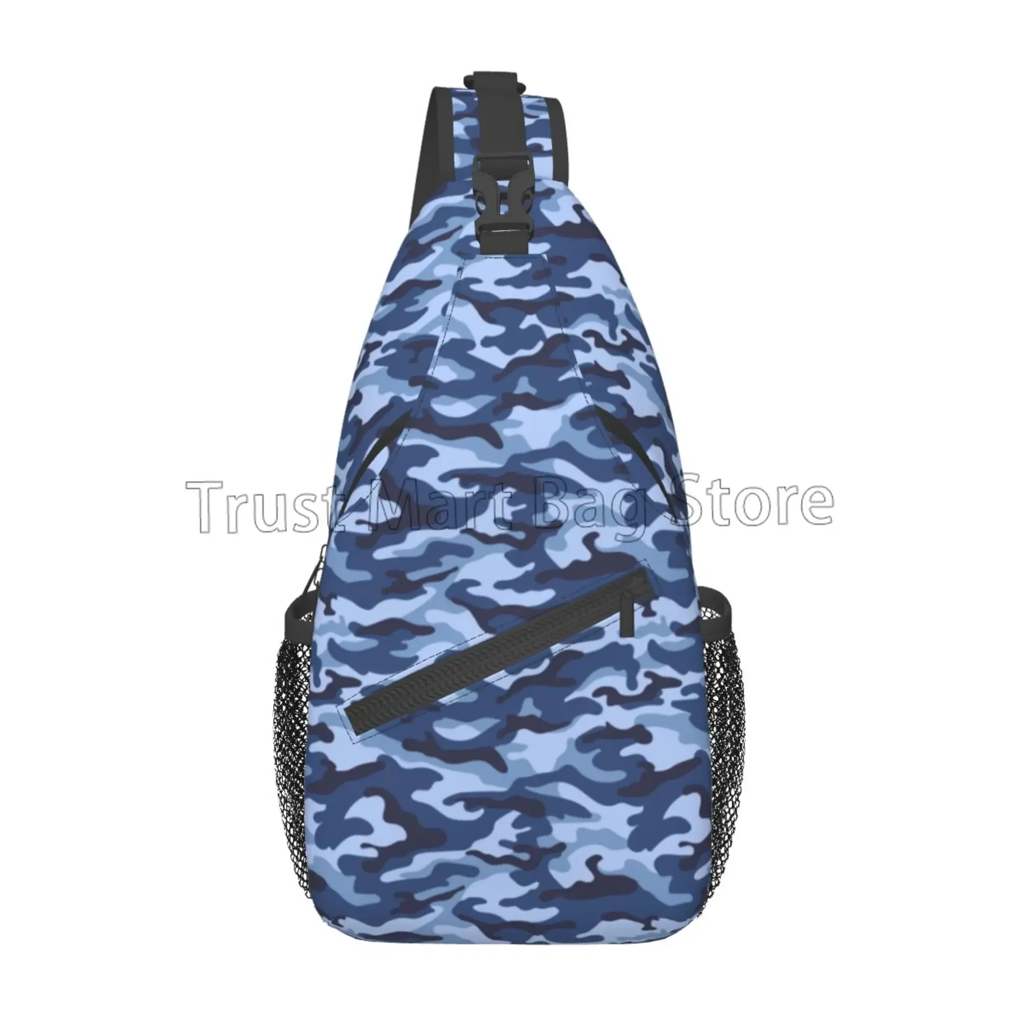 

Camo Sling Bag Navy Blue Camouflage Hiking Daypack Lightweight Crossbody Shoulder Backpack Unisex Travel Sports Chest Pack