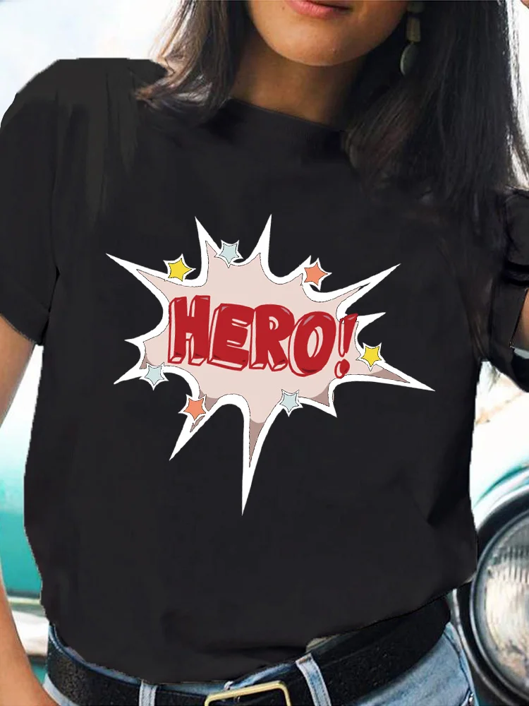 Hero Letter Print Woman T shirts Spring 2022 New Summer T-shirt Female Summer Tops Shirt O-Neck Black Tshirts for Ladies Clothes
Hero Letter Print Woman T shirts Spring 2022 New Summer T-shirt Female Summer Tops Shirt O-Neck Black Tshirts for Ladies Clothes