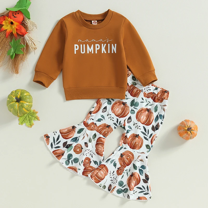 Toddler Girls Halloween Clothes Set Letter Print Sweatshirt with Pumpkin Print Flare Pants 2023 Autumn Winter New Children's Set 
Toddler Girls Halloween Clothes Set Letter Print Sweatshirt with Pumpkin Print Flare Pants 2023 Autumn Winter New Children's Set