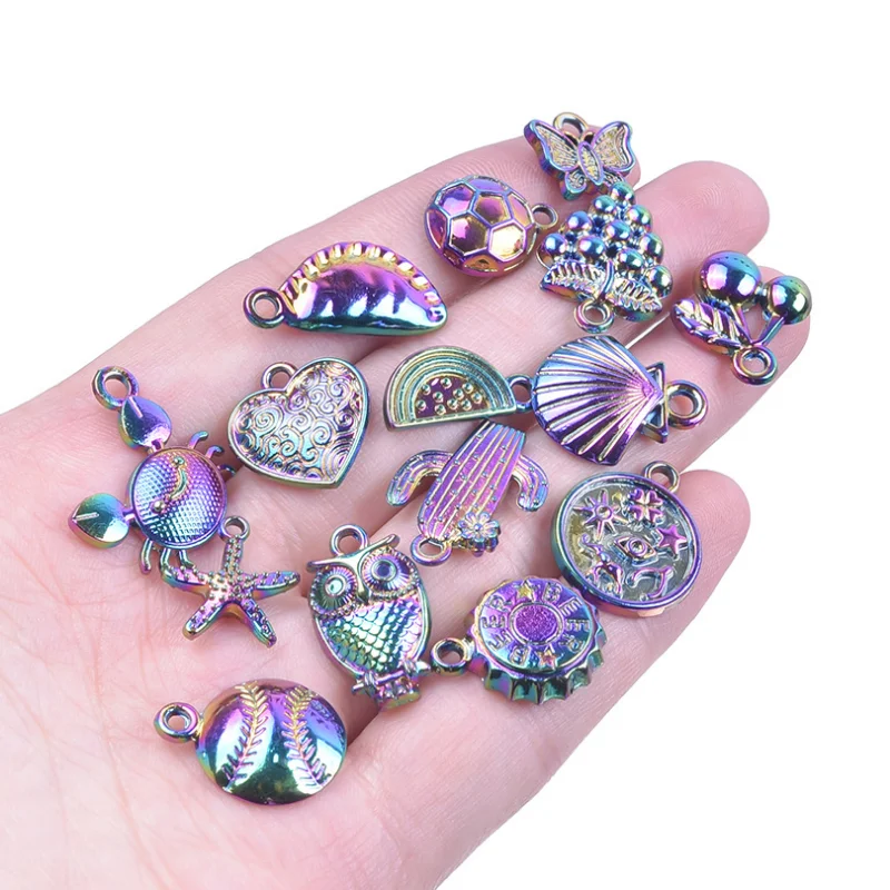100pcs Mix Style Rainbow Color Zinc Alloy Metal Animal Heart Star Shape Charms For Jewelry Bracelet Earring Necklace Making
100pcs Mix Style Rainbow Color Zinc Alloy Metal Animal Heart Star Shape Charms For Jewelry Bracelet Earring Necklace Making