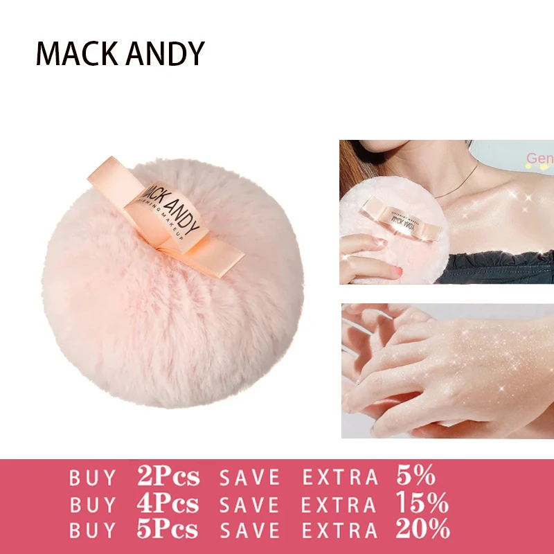 

MACK ANDY Pink Peach Soft Fluffy Powder Puff Plush Highlighter Loose Powder Setting Powder Professional Brighten Skin Cosmetics