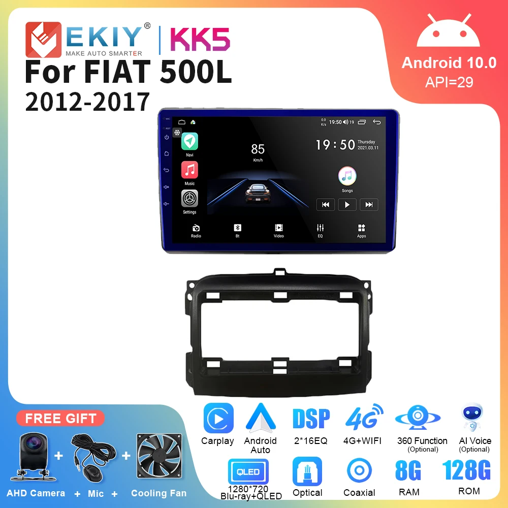 

EKIY KK5 Car Radio For FIAT 500L 2012-2017 Android 10 Auto QLED Multimedia Video Player GPS Navigation Carplay Stereo Head Unit