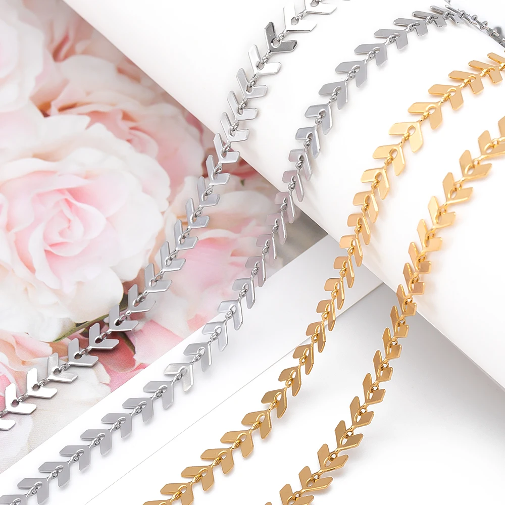 

1meter Stainless Steel Leaves Chains Golden Aircraft Chain for Jewelry Making DIY Women Fashion Necklace Bracelet Anklets