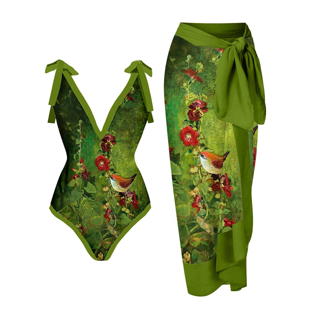 2023 V Neck Fashion Floral Print One Piece Swimsuit Cover Up Women's Green Push Up Swimwear Casual Bikini Bathing Suit Beachwear
2023 V Neck Fashion Floral Print One Piece Swimsuit Cover Up Women's Green Push Up Swimwear Casual Bikini Bathing Suit Beachwear