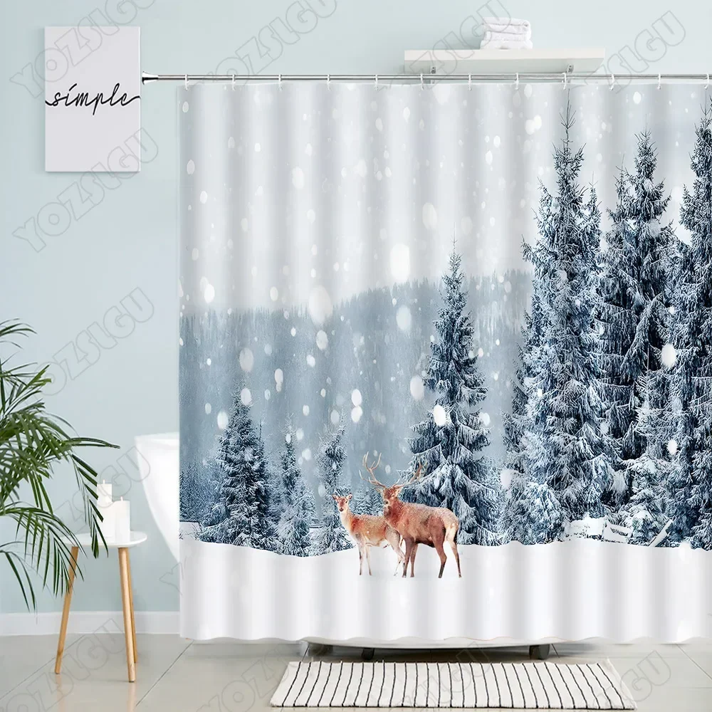 Winter Landscape Shower Curtain Elk Deer Cedar Snow Forest Nature Scenery Christmas Bath Curtains Fabric Bathroom Decoration Set
Winter Landscape Shower Curtain Elk Deer Cedar Snow Forest Nature Scenery Christmas Bath Curtains Fabric Bathroom Decoration Set
