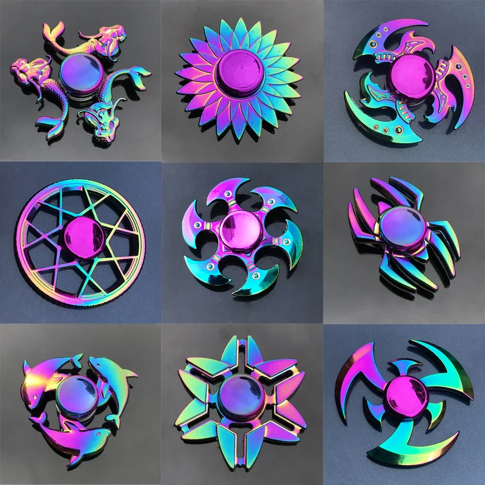 

Metal Rainbow Fidget Spinner Gradient Color Mute Bearing EDC Hand Spinner Fingertip Gyro Anti-Anxiety Christmas Kids Adult Toys