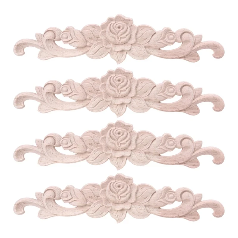 4Pcs Wood Carved Onlay Rose Flower Appliques For Furniture Cabinet Unpainted Wooden Mouldings Decal Decoration
4Pcs Wood Carved Onlay Rose Flower Appliques For Furniture Cabinet Unpainted Wooden Mouldings Decal Decoration