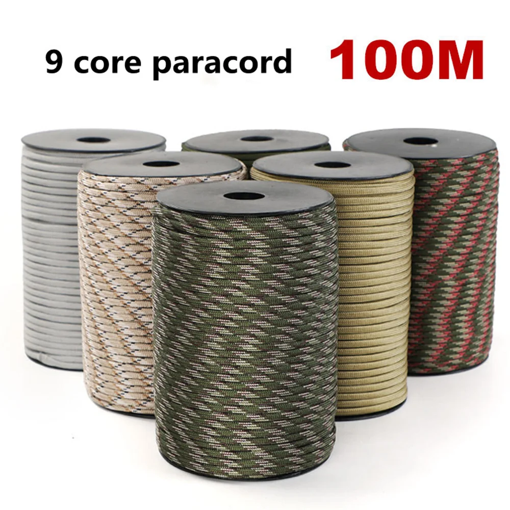 100M 550 Military Standard 9-Core Paracord Rope 4mm Outdoor Parachute Cord Survival Umbrella Tent Lanyard Strap Clothesline
100M 550 Military Standard 9-Core Paracord Rope 4mm Outdoor Parachute Cord Survival Umbrella Tent Lanyard Strap Clothesline