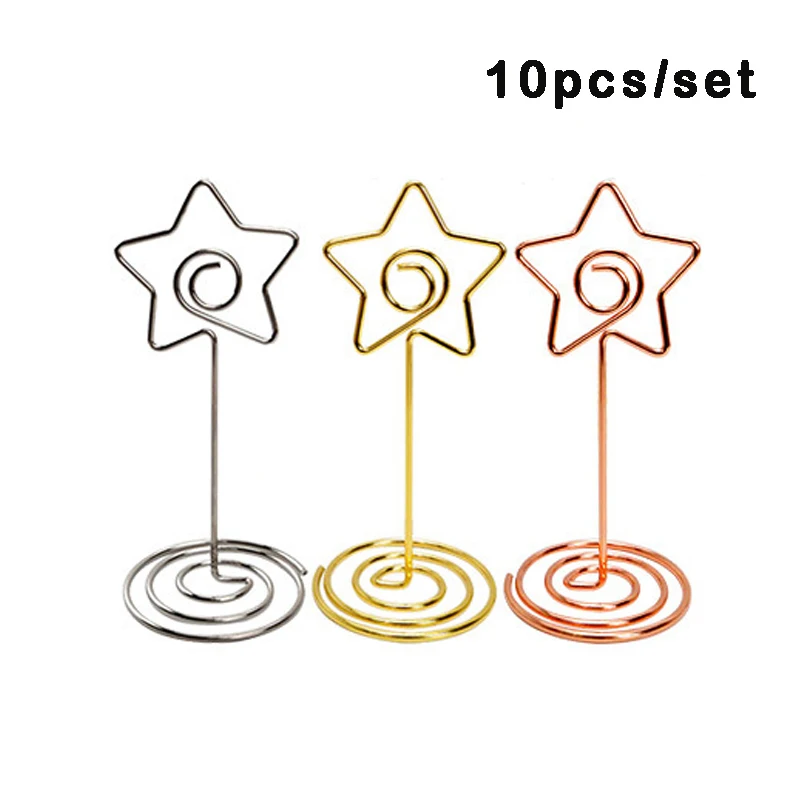 10pcs Table Number Card Holders Five-pointed Star Memo Photo Stand Holder Paper Note Clips for Wedding Party Table Decoration
10pcs Table Number Card Holders Five-pointed Star Memo Photo Stand Holder Paper Note Clips for Wedding Party Table Decoration