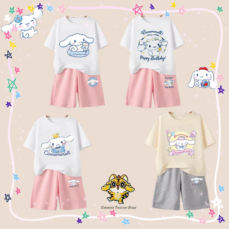 Комплект одежды Sanrio из футболки и брюк, модная летняя одежда для девочек в стиле Cinnamoroll с коротким рукавом, детская мультяшная верхняя одежда
Комплект одежды Sanrio из футболки и брюк, модная летняя одежда для девочек в стиле Cinnamoroll с коротким рукавом, детская мультяшная верхняя одежда
