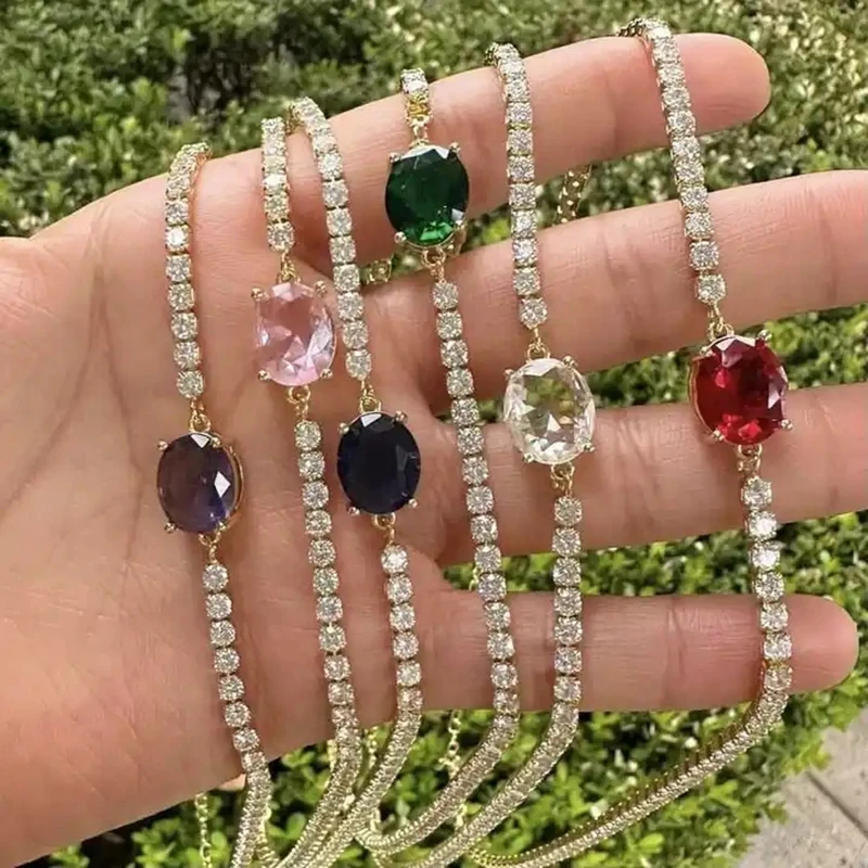 5Pcs New Arrival Crystal zircon necklace for wedding party choker Jewelry Trendy colorful oval Tennis Chain charms necklace gift
5Pcs New Arrival Crystal zircon necklace for wedding party choker Jewelry Trendy colorful oval Tennis Chain charms necklace gift