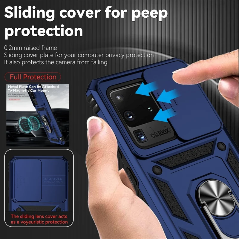 Silde Lens Armor Shockproof Phone Case For Samsung Galaxy S20 Ultra S20 Plus S 20 FE S20+ Magnetic Car Holder Ring Protect Cover
Silde Lens Armor Shockproof Phone Case For Samsung Galaxy S20 Ultra S20 Plus S 20 FE S20+ Magnetic Car Holder Ring Protect Cover