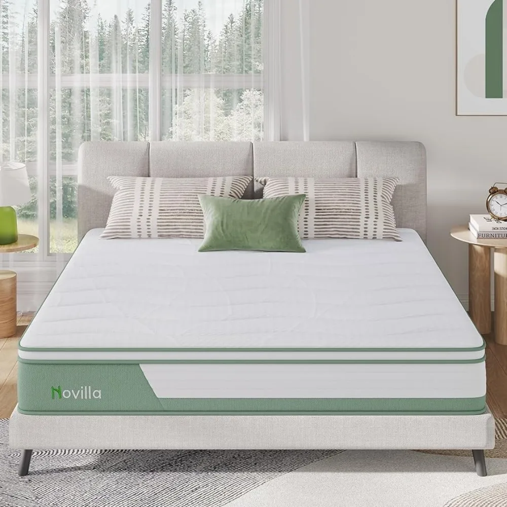 

12 Inch 5-Zone Hybrid Mattress With Gel Memory Foam for Pressure Relief & Cool Sleep Midume Firm King Bed Mattress in A Box Home