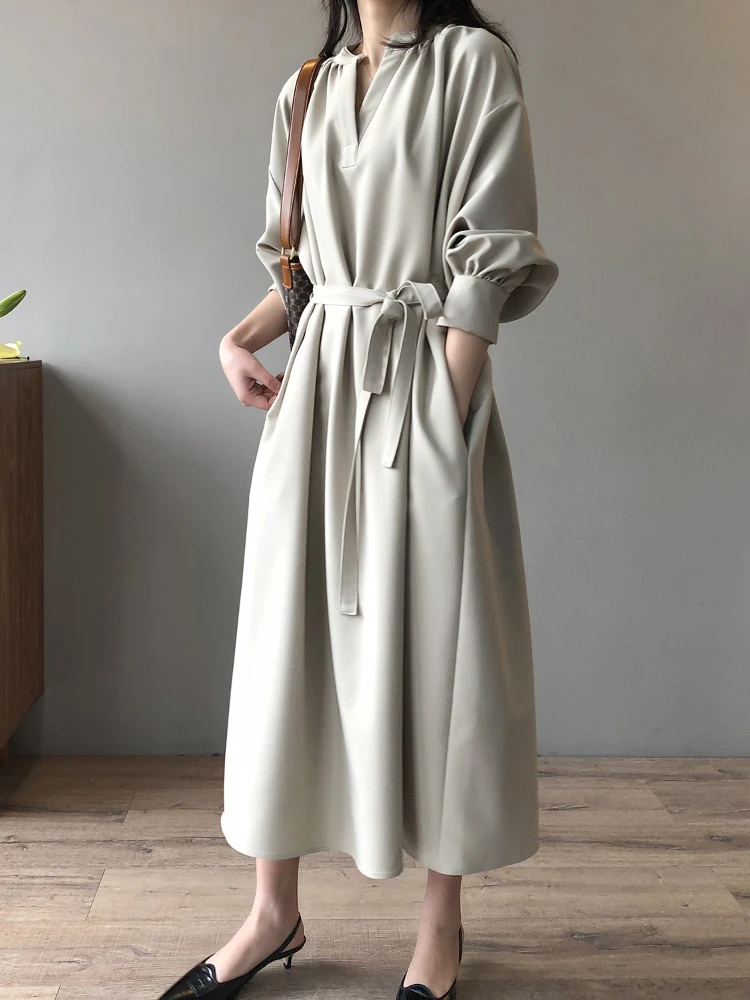 New Womens Dresses Spring Summer Sexy V-neck Fashion Korean Edition Loose Elegant Style Lace Up Long Dress Women's Clothing
New Womens Dresses Spring Summer Sexy V-neck Fashion Korean Edition Loose Elegant Style Lace Up Long Dress Women's Clothing