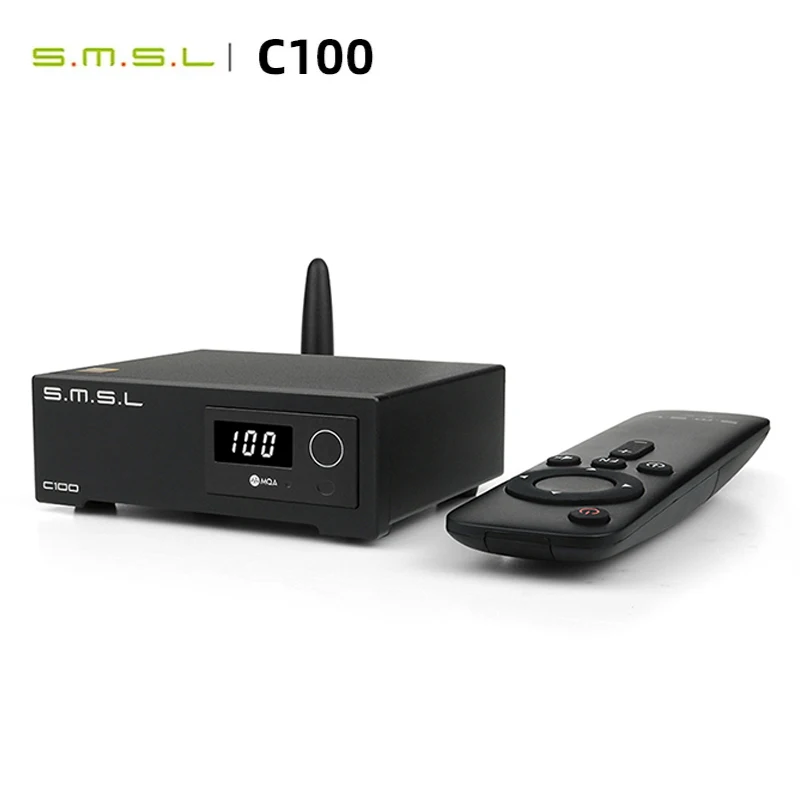 

SMSL C100 USB MQA DAC AK4493S XMOS XU316 DSD512 32Bit 768KHZ CK-03 Clock Optical Coaxial Bluetooth Decoder with Remote Control