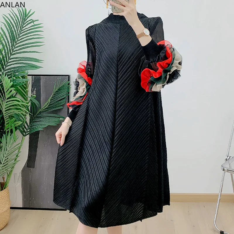 ANLAN 2023 Winter New Pleated Dress Petal Sleeve Half High Collar Solid Color Mid Length Dresses Elegant Women's Clothing 8YK529
ANLAN 2023 Winter New Pleated Dress Petal Sleeve Half High Collar Solid Color Mid Length Dresses Elegant Women's Clothing 8YK529