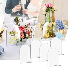 5/10Pcs Arch Acrylic Table Sign Name Cards with Holder Blank Plate Seating Cards for Wedding Reception Birthday Event Decor