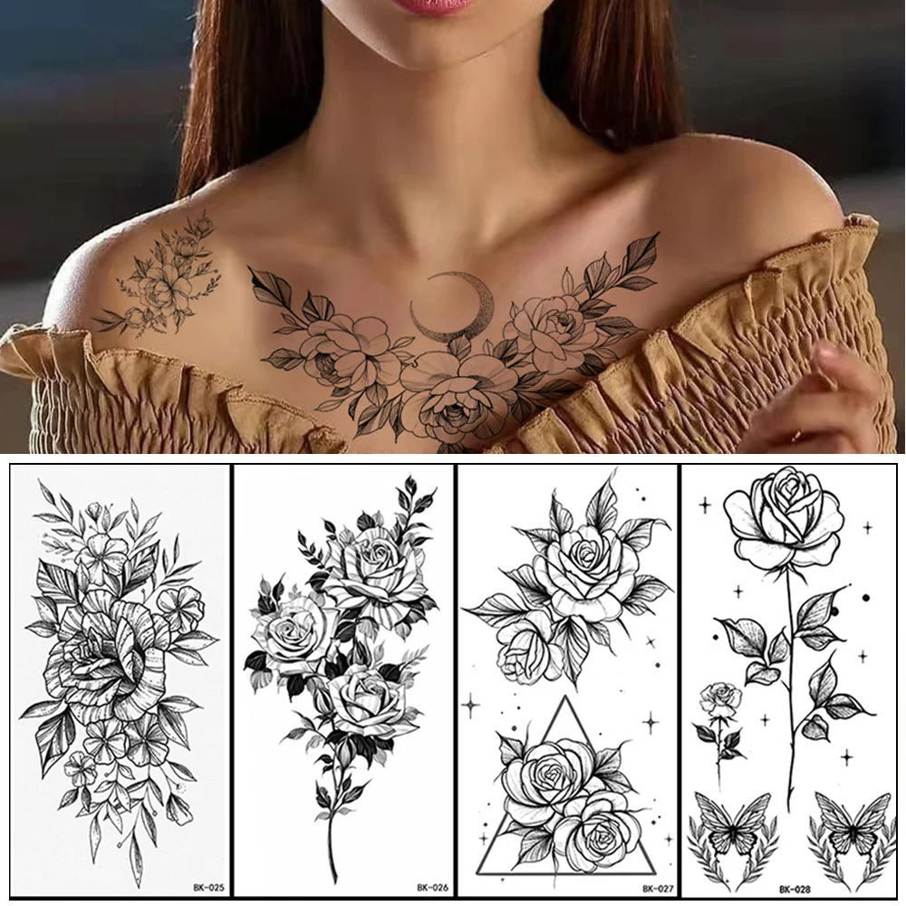 Black Rose Temporary Tattoo Sticker Face Hand Arm Leg Body Art Fake Tatoo Waterproof Temporary Tattoos Tatuajes Temporales
Black Rose Temporary Tattoo Sticker Face Hand Arm Leg Body Art Fake Tatoo Waterproof Temporary Tattoos Tatuajes Temporales
