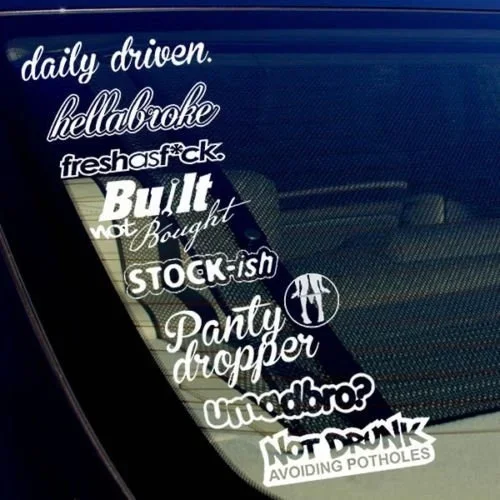 

8 Lot/pack of Individual Decals Stickers Stance Low Drift Bomb Vinyl White - 8pkbroke