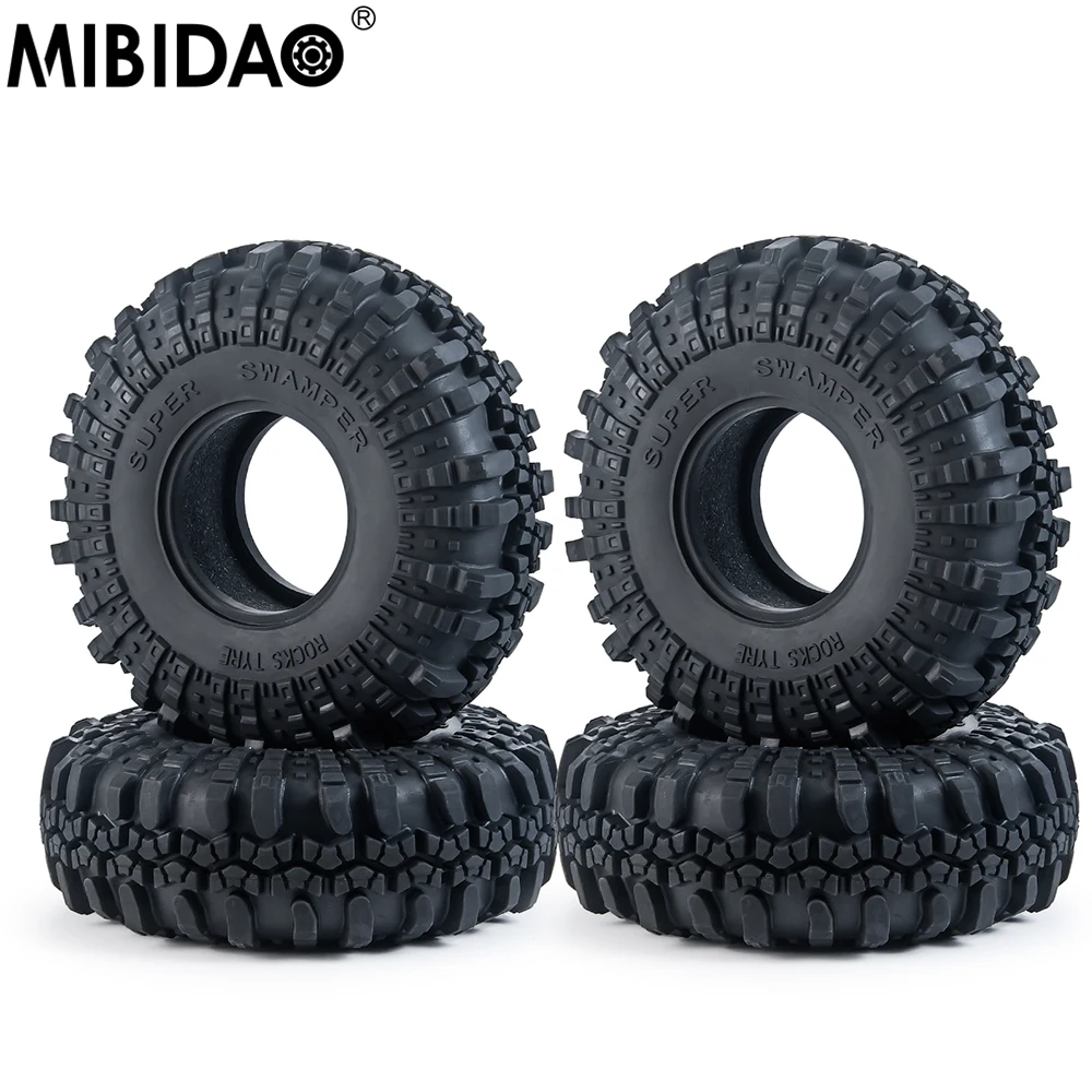 

Резиновые шины MIBIDAO 4 шт., 1,9 дюйма, 107x42 мм, колесные шины для 1/10 Axial SCX10 90046 TRX4 D90 RR10 Wraith радиоуправляемого гусеничного автомобиля