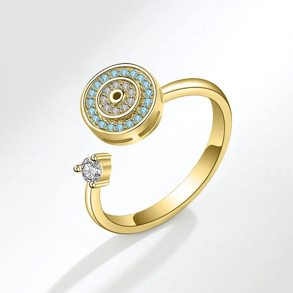 Hot sale 925 Sterling Silver Anti-Anxiety Spinning Adjustable Open 5A CZ Rotating Fidget Evil Eye Ring for Women Jewelry
Hot sale 925 Sterling Silver Anti-Anxiety Spinning Adjustable Open 5A CZ Rotating Fidget Evil Eye Ring for Women Jewelry