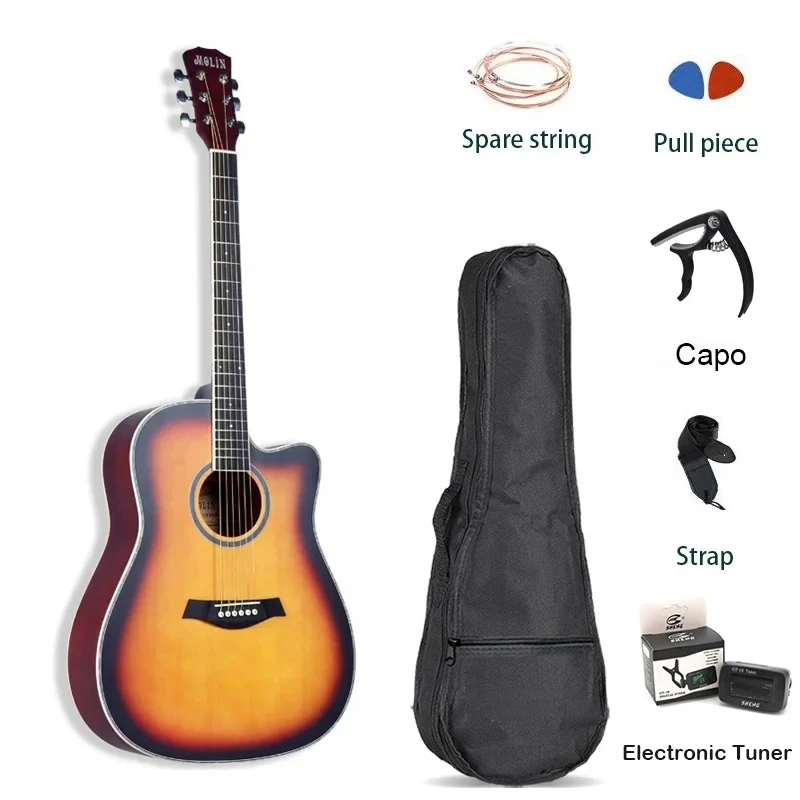 41 Inch Guitar Professional Acoustic Guitar All Solid Wood Veneer 6 String Folk Angel Highlight Guitar With Accessories
41 Inch Guitar Professional Acoustic Guitar All Solid Wood Veneer 6 String Folk Angel Highlight Guitar With Accessories