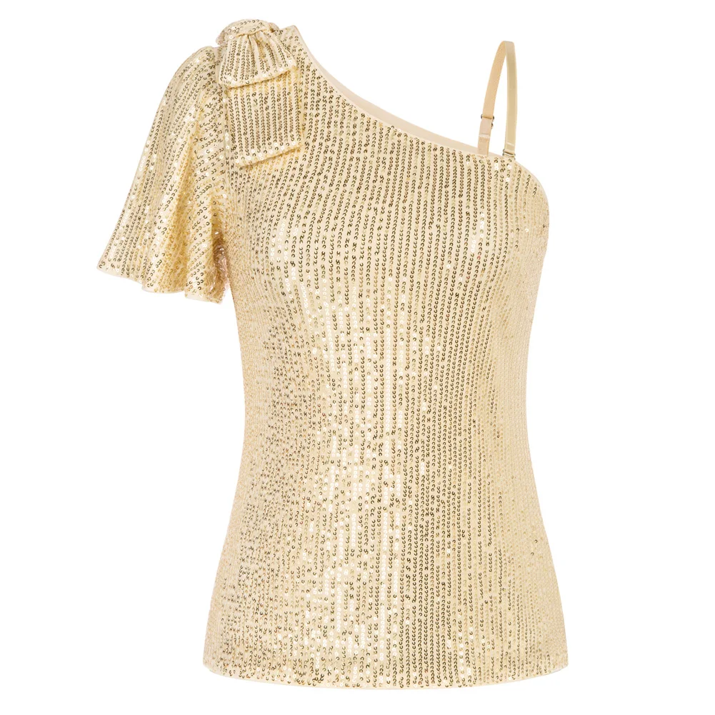 Jasambac Women Tank Tops Sequined Party Single Shoulder Asymmetric Short Sleeve Oblique Neck Party Sleeveless Tops Tees Woman
Jasambac Women Tank Tops Sequined Party Single Shoulder Asymmetric Short Sleeve Oblique Neck Party Sleeveless Tops Tees Woman