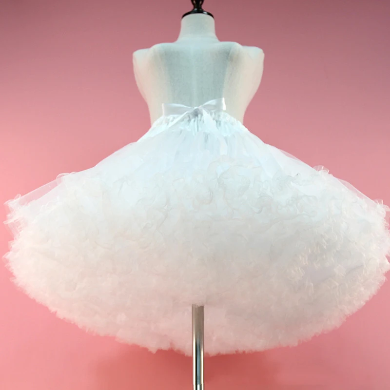 

45CM White Black Petticoat Fluffy Lolita Cosplay Bridal Wedding Dress Skirt Support Soft Yarn Underskirt Ballet Dance Skirt Tutu