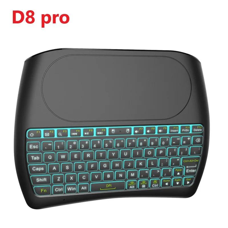 

D8 Pro 2.4GHz Mini Wireless Keyboard 7 Colors Backlit I8 English Air Mouse Touchpad Controller for Android TV Box PC