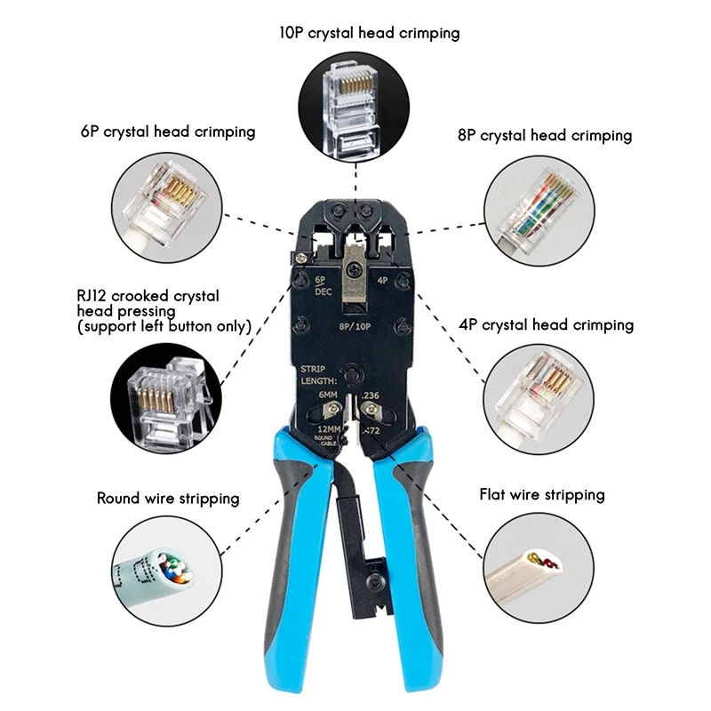 Обжимные Щипцы RJ45 10P 8P 6P 4P, инструменты для зачистки, для соединителя Ethernet RJ45 RJ11 RJ12 RJ50
Обжимные Щипцы RJ45 10P 8P 6P 4P, инструменты для зачистки, для соединителя Ethernet RJ45 RJ11 RJ12 RJ50