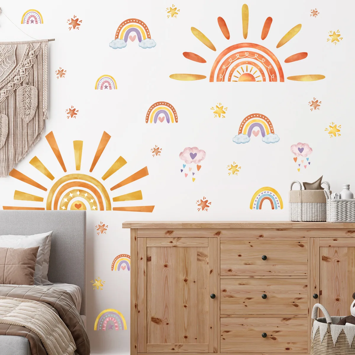 

Sun Wallpaper Kids Wall Stickers Nursery Self-Adhesive Kindergarten Children Baby's Room Bedroom Home Decor