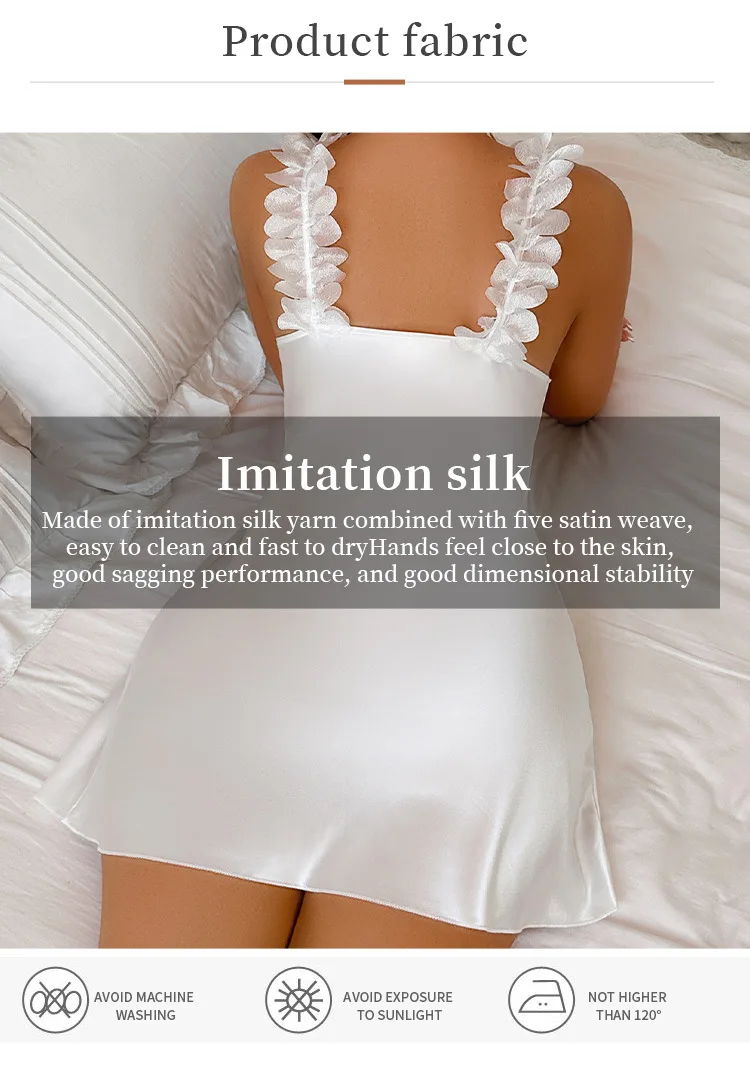 Summer Contrast Sensual Ice Silk Satin Nightdress for Women Deep V Backless Split Slip Nightgown Sleep Dress Pajamas 10 Sfa0d3832329f4e4cb88ebe4321bd206dT