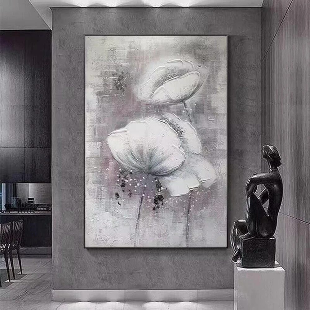 Large Hand Painted flower Oil Painting Canvas Modern White Abstract flower Painting Artwork for Living Room Decorative Painting
Large Hand Painted flower Oil Painting Canvas Modern White Abstract flower Painting Artwork for Living Room Decorative Painting