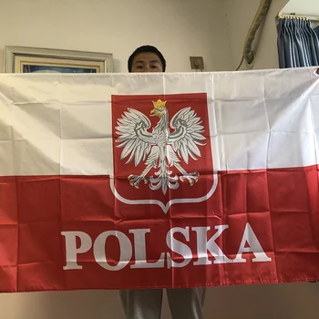 폴란드 독수리 깃발 광택 깃발, 흰색, 빨간색, EU, 폴란드 깃발, 실내, 야외, 집 장식, 하늘 깃발, 90x150cm