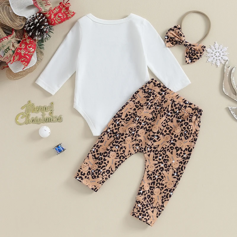 

Christmas Outfit Baby Girl Long Sleeve Infant Boy Letter Romper Pants Headbands Newborn Winter Clothes 0-12M