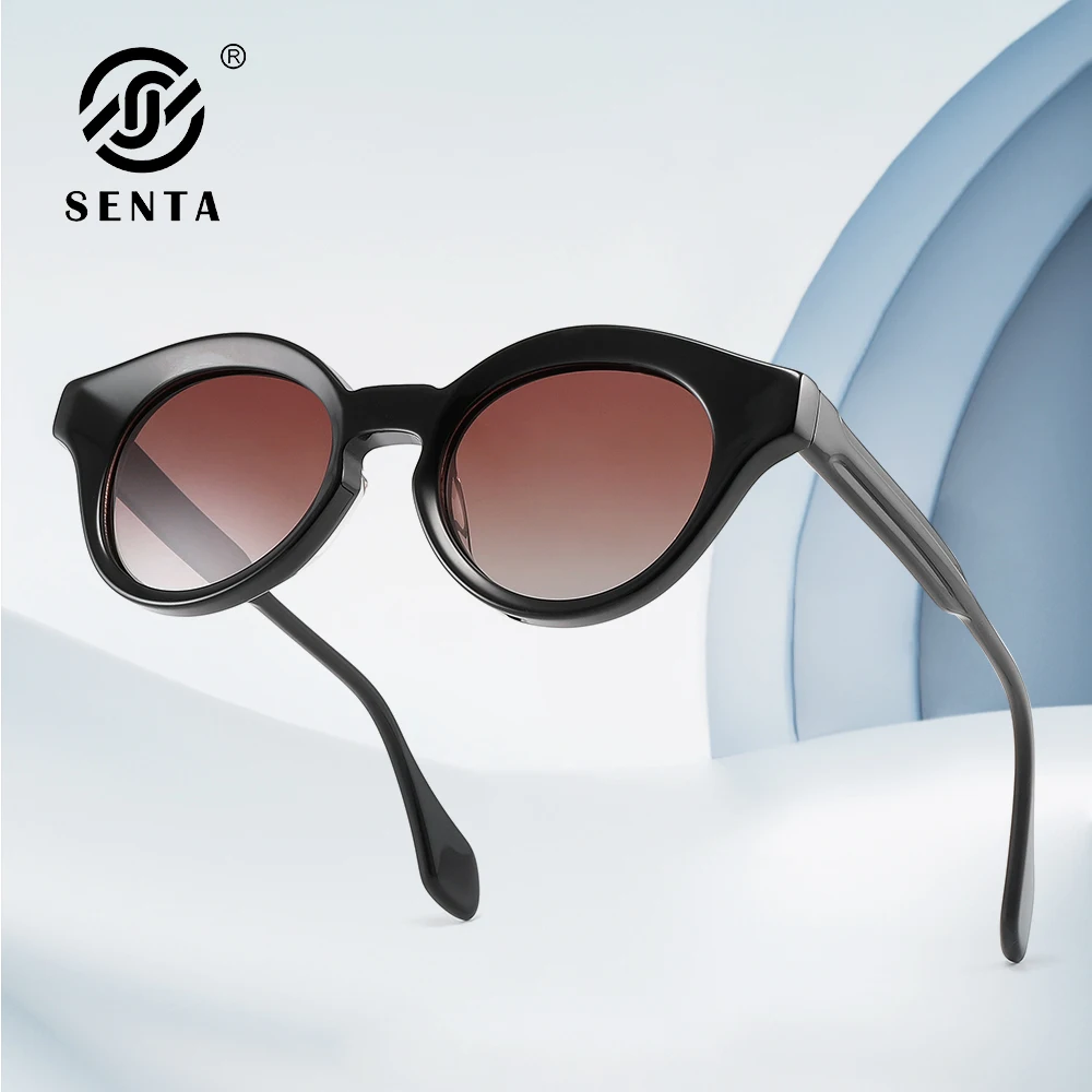 

SENTA Vintage Polarized Sunglasses for Men UV400 Protection Retro Fashion Eyewear Hand-crafted Acetate Frame Small Round Shades