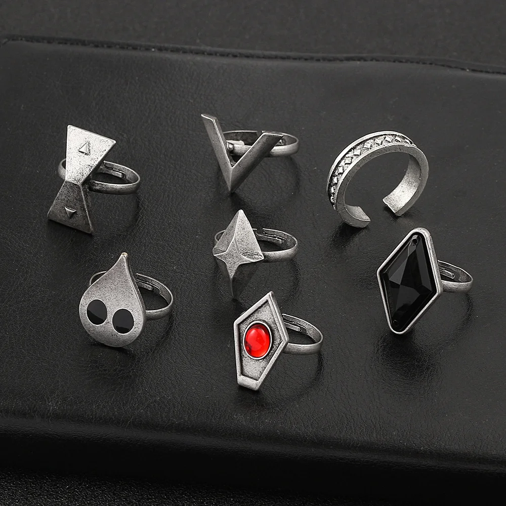 High Quality 7Pcs Genshin Impact Hu Tao Ring Cosplay Costume Accessories Vintage Jewelry Halloween Carnival Adjustable Rings
High Quality 7Pcs Genshin Impact Hu Tao Ring Cosplay Costume Accessories Vintage Jewelry Halloween Carnival Adjustable Rings