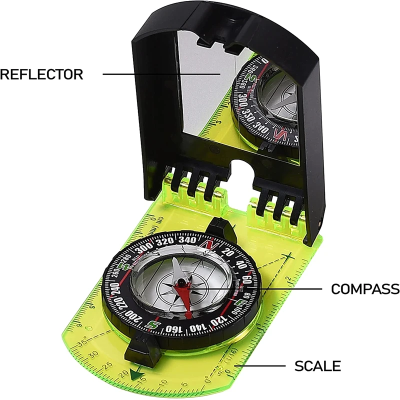 

Compass Scale Map Ruler Mirror Compass With Flip Multifunctional For Outdoor Hiking Camping Survival Guiding Tool Compass