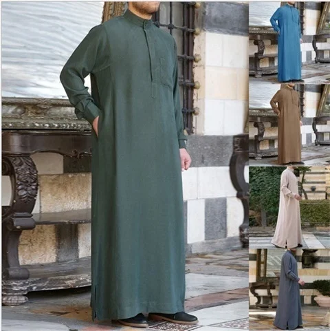 Muslim Arabian Fashion Men Robe Long Sleeve Solid Color Half Collar Loose Pullover Mid-east Elegant Men Muslim Robe For Winter
Muslim Arabian Fashion Men Robe Long Sleeve Solid Color Half Collar Loose Pullover Mid-east Elegant Men Muslim Robe For Winter